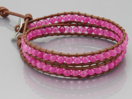 Two Rows Wrap Bracelet in Pink Online Sale