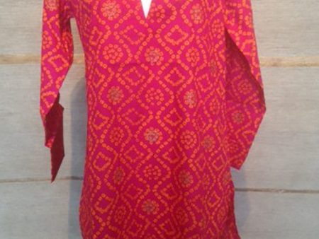 Cotton Tunic Top Hot Pink and Orange Online