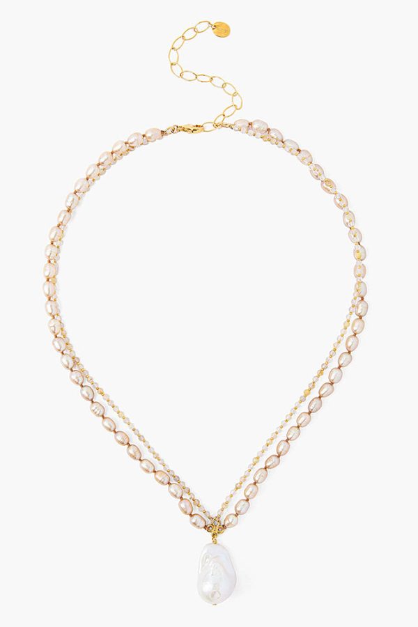 Chan Luu Champagne Pearl Mix Baroque Pendant Necklace For Cheap