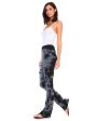 Black Crystal Marble Tie-Dye Fold-Over Yoga Pants Discount