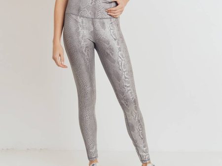 Mono B Silver Snake Print Highwaist Leggings Cheap