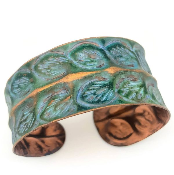 Anju Copper Patina Rows of Leaves Bracelet Hot on Sale