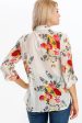 Floral Printed Shirt with Embroidery White and Red For Cheap