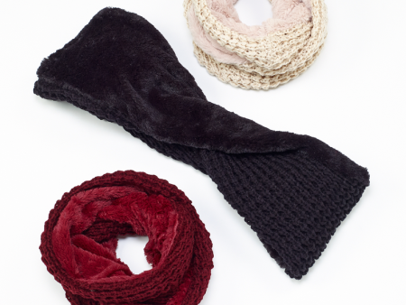 Knit and Fur Combo Infinity Scarf Online Hot Sale