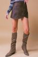 Flying Tomato A Washed Faux Leather Skort in Brown Online