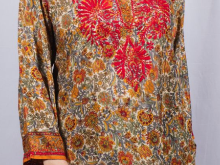 Women s Embroidered Silk Tunic Top in Red Online