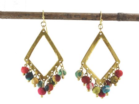 Dangling Kantha Kite Earrings Online Hot Sale