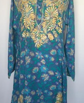 Silk Long Tunic in Turquoise Online Sale