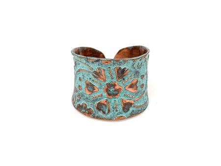 Anju Copper Patina Ring in Turquoise Floral and Vine Online Sale