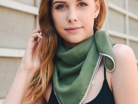 Scallop Stitch Trim Bandana Scarf Cheap