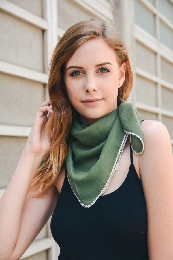 Scallop Stitch Trim Bandana Scarf Cheap