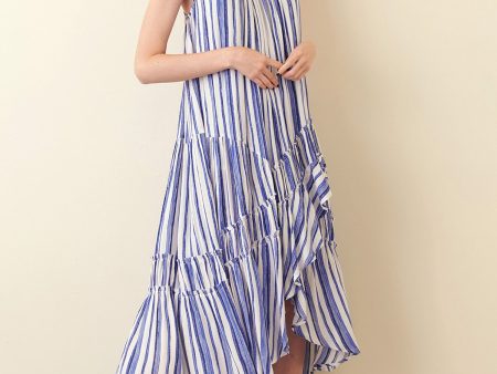 Storia Striped Ruffle Tie Dress Online now