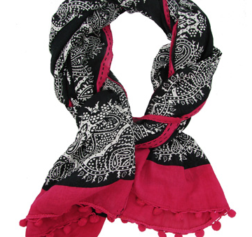 Paisley Border Scarf Black Online