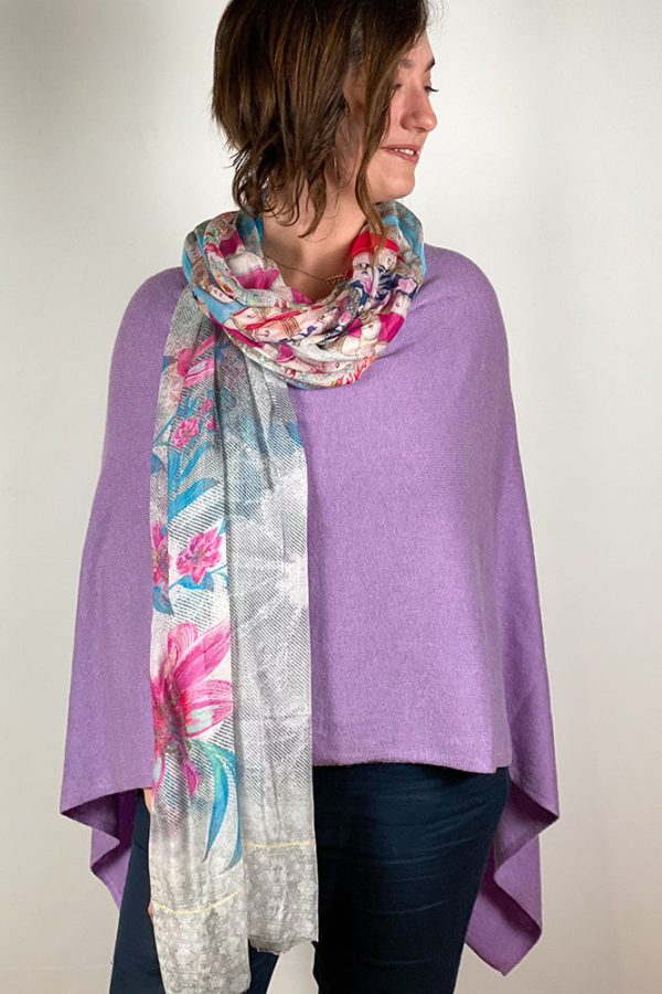 Dolma Cashmere Poncho Lilac Supply