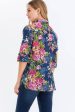 Floral Printed Shirt with Embroidery Fuchsia For Cheap