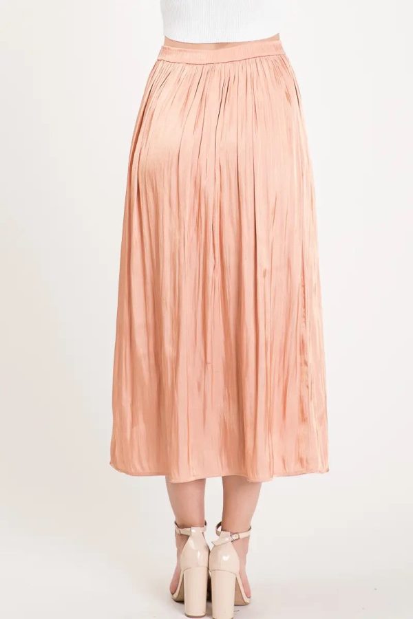 Satin High Waist Midi Skirt in Persimmon For Discount