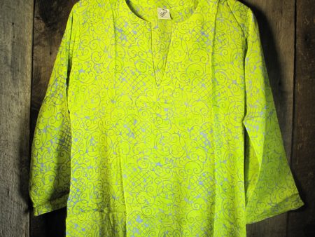 Batik Tunic in Bright Lime For Cheap