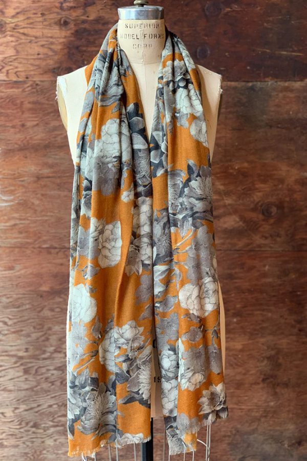 Curry Flower Wool Scarf For Sale