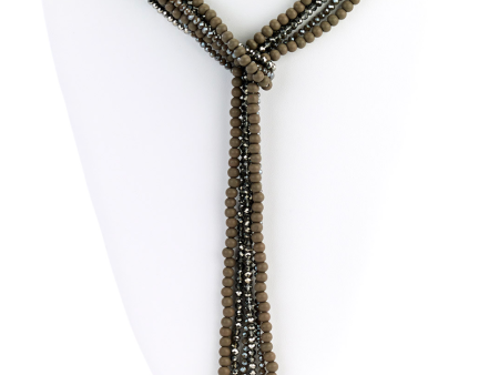 Khaki Green Beaded Lariat For Cheap