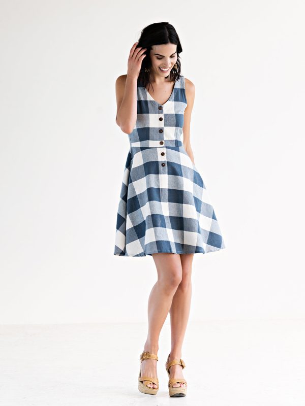 Mata Traders Midsummer Dream Dress Blue Plaid Online Hot Sale