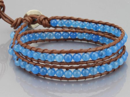 Two Rows Wrap Bracelet in Blue For Cheap