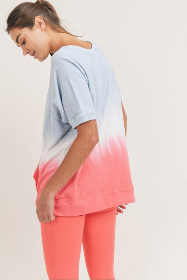 Mono B Popsicle Dip-Dye Raglan Cotton Terry Top Hot on Sale