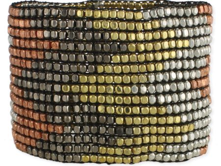 Wide Mixed Metal Bead Stretch Bracelet Supply