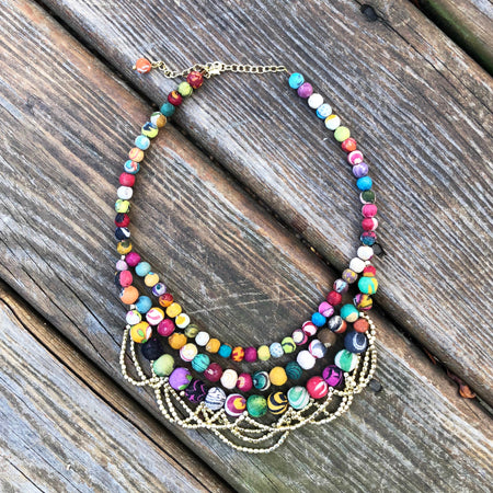 Worldfinds Tangled Kantha Necklace For Sale