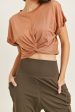 Mono B Twisted Front TENCEL Cropped Athleisure Top Hot on Sale