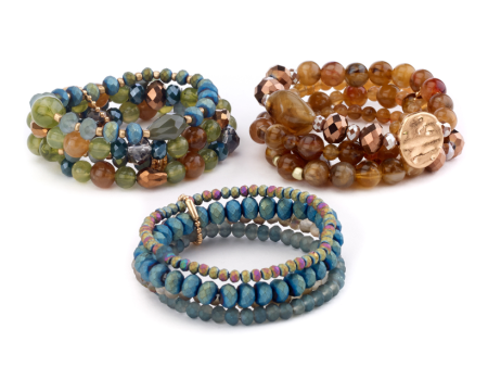 Beaded Stretch Bracelets in Fall Colors Online now