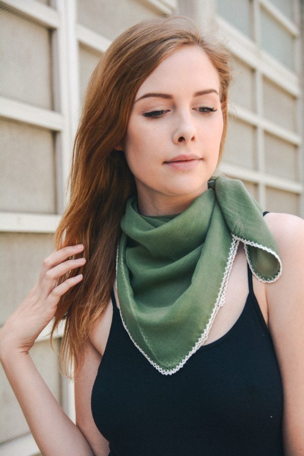 Scallop Stitch Trim Bandana Scarf Cheap