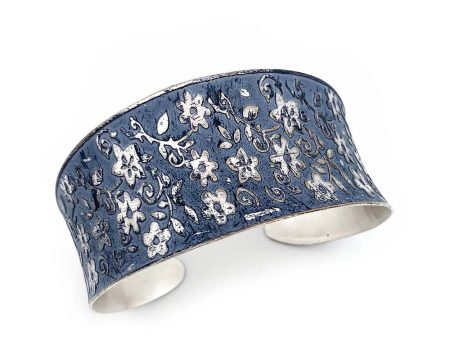 Anju Silver Patina Bracelet in Blue Small Floral Online now