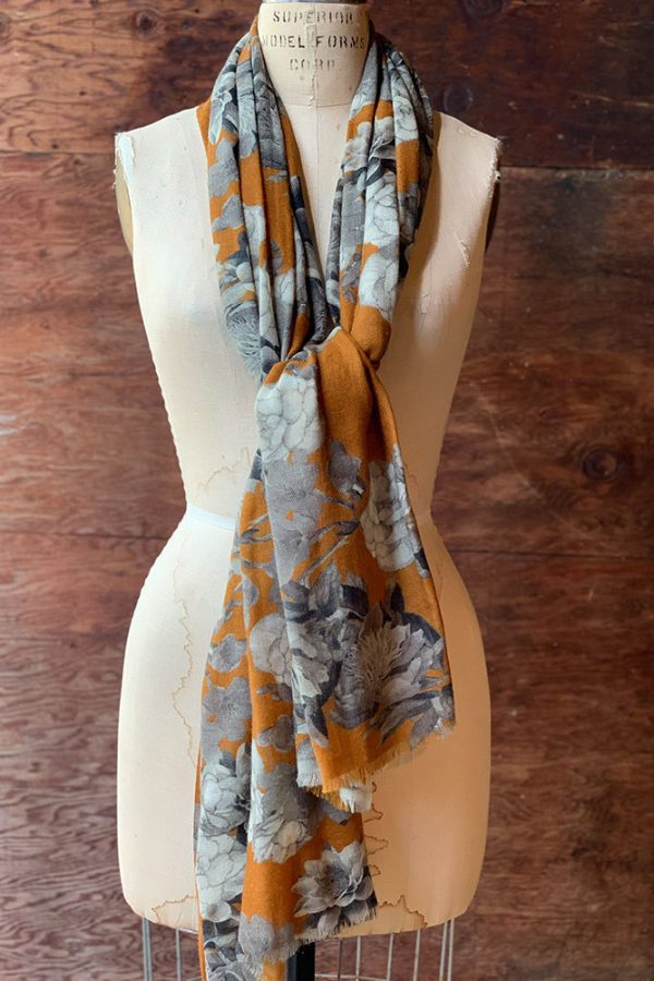 Curry Flower Wool Scarf For Sale