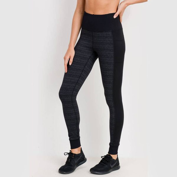 Dark Striped Colorblock Cuffed Leggings For Discount