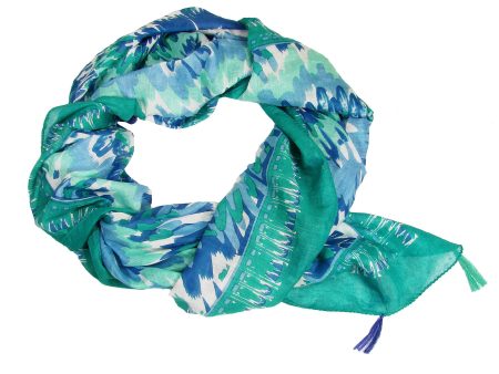 Feather Square Scarf - Teal Fashion