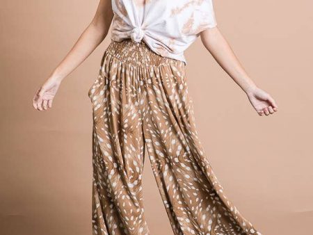 Bucketlist Print Smocked Waist Maxi Pants For Sale