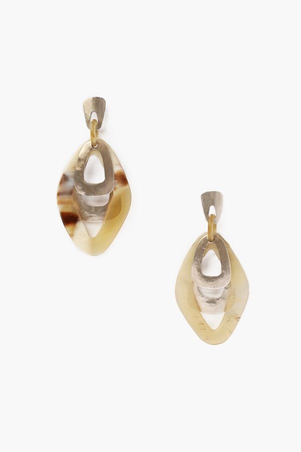 Chan Luu White Horn Cut Out Earrings For Sale