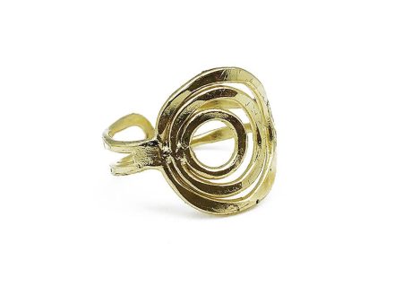 Anju Gold Plated Three Layered Circles Adjustable Ring For Sale