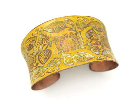 Anju Copper Patina Bracelet - Yellow Decorative Flower Online now