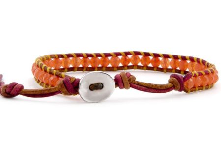 One Row Orange Beaded Wrap Bracelet Online now