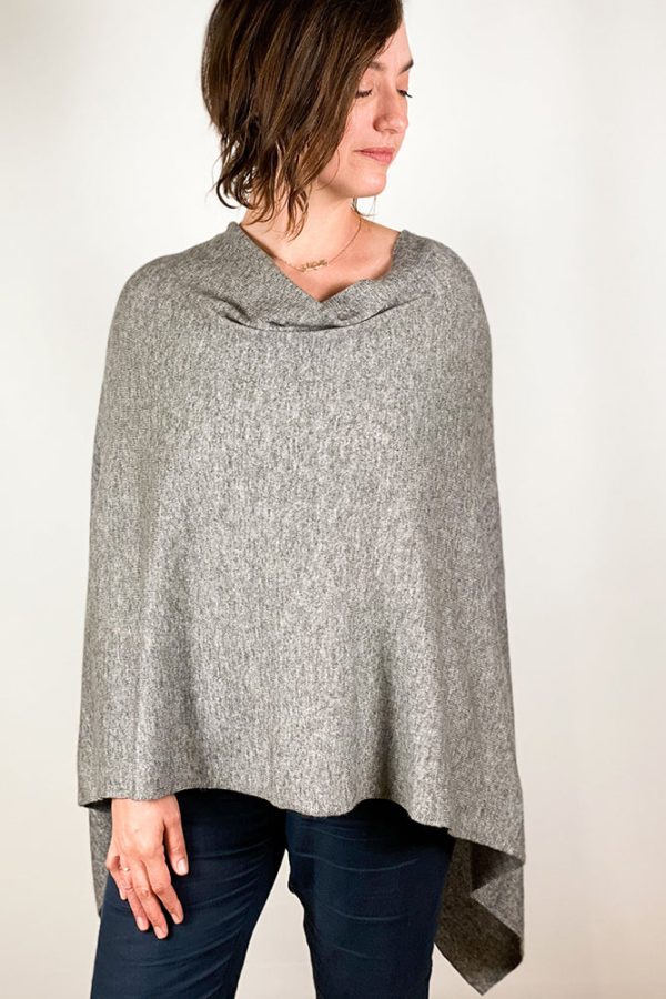 Dolma Cashmere Poncho Gray Online Hot Sale