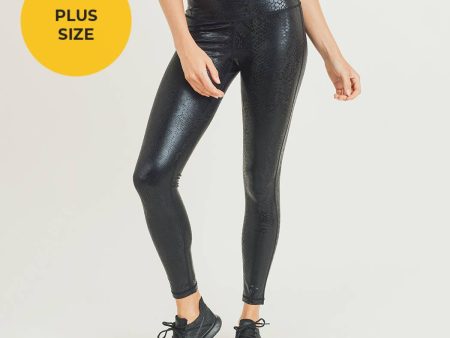 Mono B Plus Size Black Nagini Snake Foil Print Highwaist Leggings Online Sale