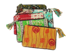 Kantha Tasseled Zip Pouch Online Sale