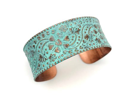 Anju Copper Patina Bracelet Turquoise Floral and Vine For Discount