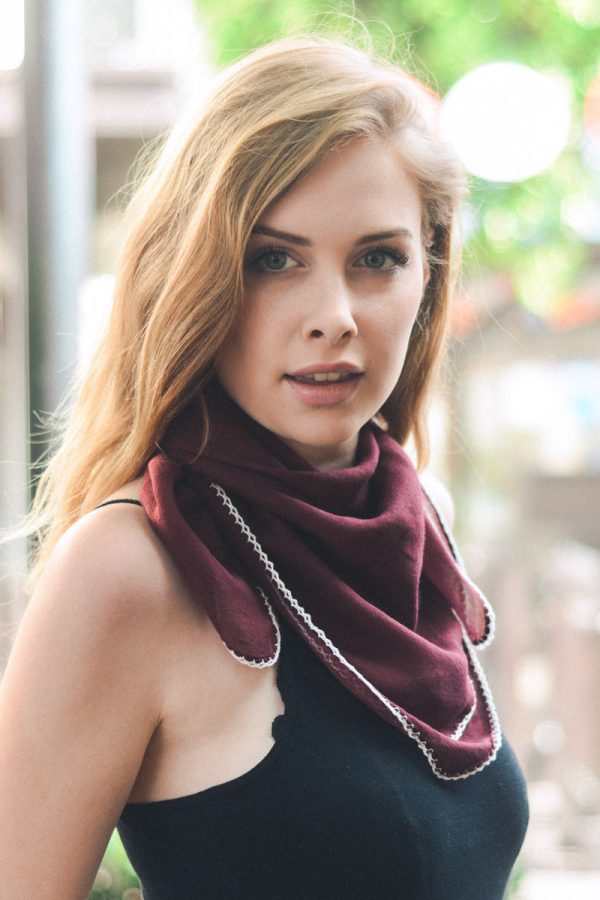 Scallop Stitch Trim Bandana Scarf Cheap