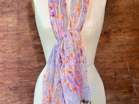 Dolma Cotton Scarf in Orange Lilac Hot on Sale