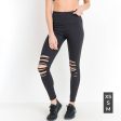 B Mono High Waist Shredded Knee Laser-Cut Leggings on Sale