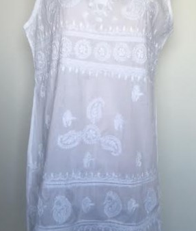 Sleeveless Embroidered White Tunic For Sale