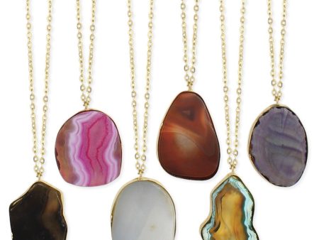 Agate Pendant Long Necklace Fashion