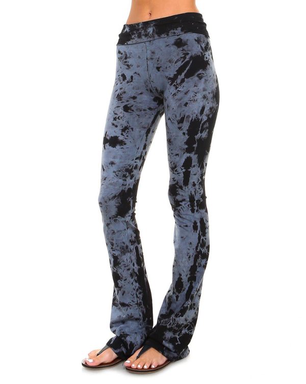 Black Crystal Marble Tie-Dye Fold-Over Yoga Pants Discount